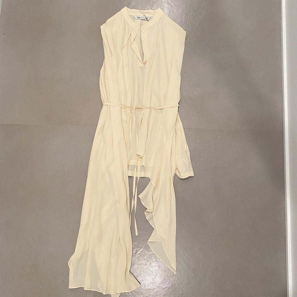 Zara chiffon asymmetrical tunic blouse with panels